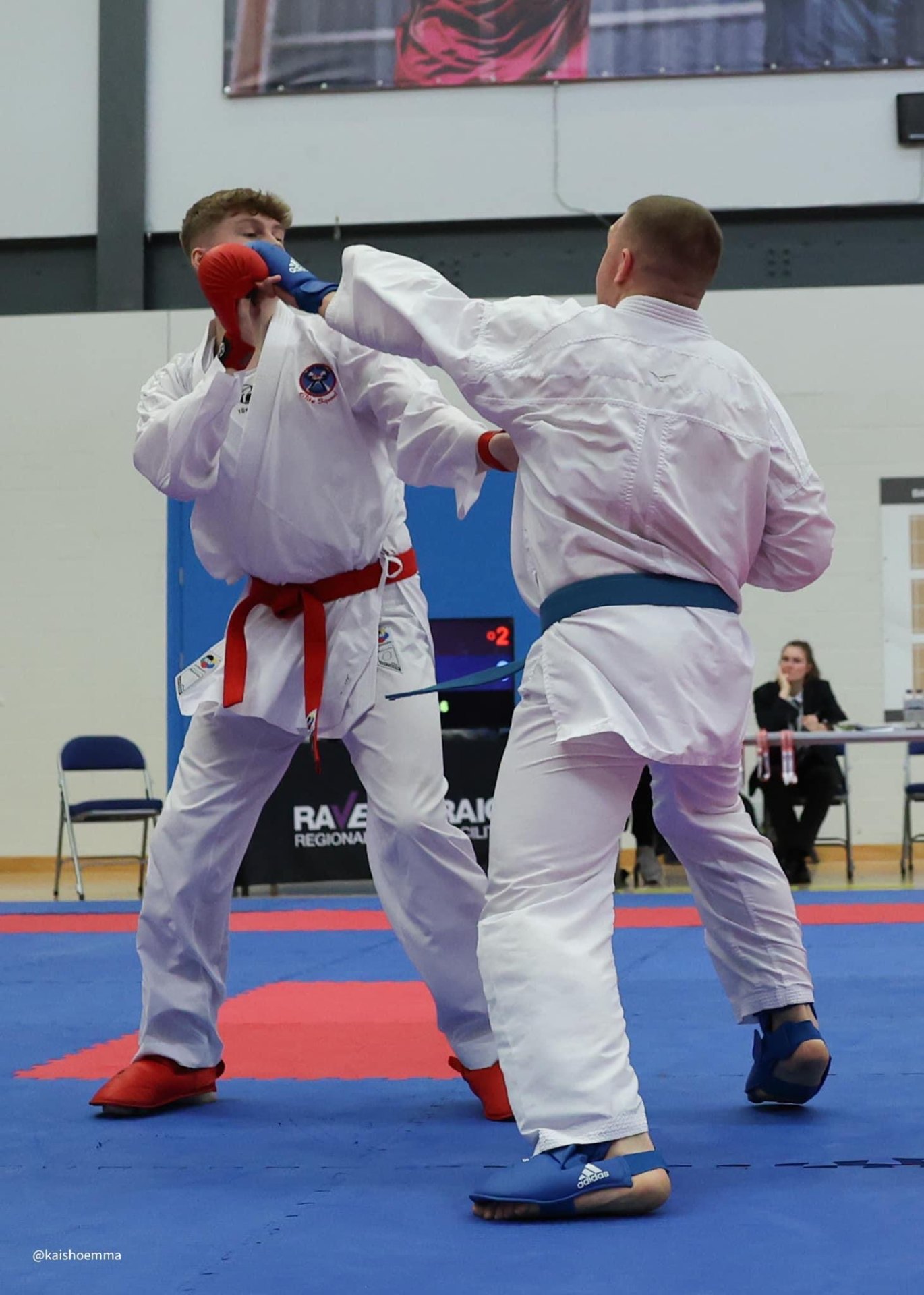 Athlete countering a punch in competition